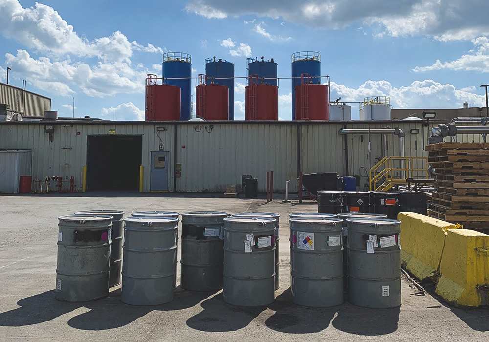 inorganic waste treatment plant barrels