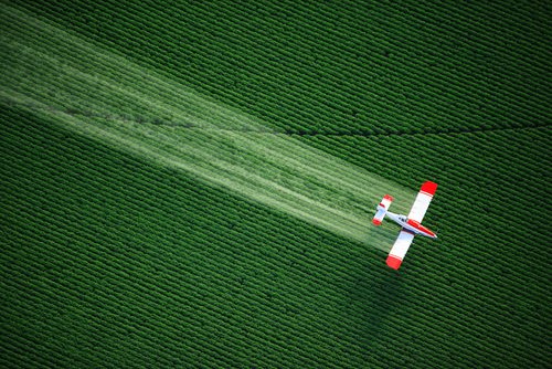 Plane Flying Over Field